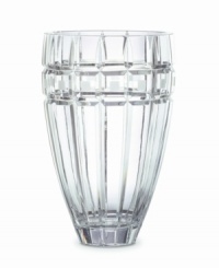 Distinguished by a clean and sharp geometric pattern, the brilliant faceting of this lead crystal vase radiates modern sophistication. Distinguished by a clean and sharp geometric pattern, the brilliant faceting of this lead crystal vase radiates modern sophistication.