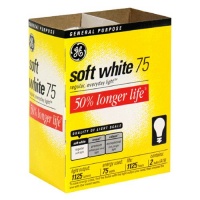 GE 97497 Soft White Long Life General Purpose A19 Bulb, 75-Watt, 2 pack