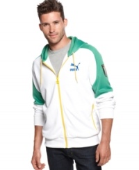 Stand out even when you go casual with this sharp hooded jacket from Puma. Stand out even when you go casual with this sharp hooded jacket from Puma.