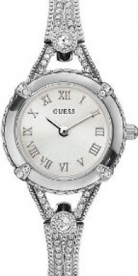 GUESS Women's Silver-Tone Petite Crystal Watch GUESS Women's Silver-Tone Petite Crystal Watch