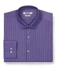 Stripe your style with this modern cut of this slim-fit dress shirt. Only from DKNY. Stripe your style with this modern cut of this slim-fit dress shirt. Only from DKNY.