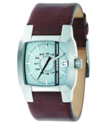 The perfect blend of sporty and sophisticated. Multi-layered blue dial with three-hand function. Brown leather strap. 40mm case. Water resistant to 100 meters. 2-year limited warranty. The perfect blend of sporty and sophisticated. Multi-layered blue dial with three-hand function. Brown leather strap. 40mm case. Water resistant to 100 meters. 2-year limited warranty.