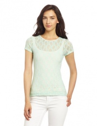 Only Hearts Women's Stretch Lace Cap Sleeve Crew Neck Tee Only Hearts Women's Stretch Lace Cap Sleeve Crew Neck Tee