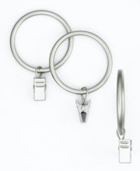 Ideal for heavy, dramatic drapes and large curtain rods, these sturdy clip rings accent your windows with subtly stylish ease. Fit curtain rods up to 2 in diameter. Ideal for heavy, dramatic drapes and large curtain rods, these sturdy clip rings accent your windows with subtly stylish ease. Fit curtain rods up to 2 in diameter.