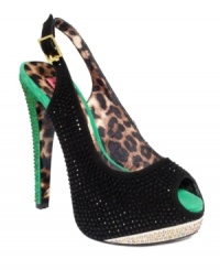 Betsey Johnson's Alexii platform pumps are anything but subtle. Sparkly accents are everywhere, from the heel to the platform. Betsey Johnson's Alexii platform pumps are anything but subtle. Sparkly accents are everywhere, from the heel to the platform.