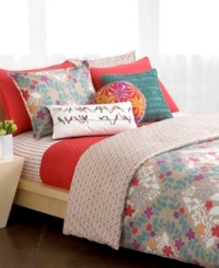 Bright stenciled blooms reverse to a geometric print in this refreshingly chic Style&co. European sham. Featuring pure cotton. (Clearance) Bright stenciled blooms reverse to a geometric print in this refreshingly chic Style&co. European sham. Featuring pure cotton. (Clearance)