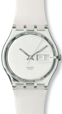 Swatch Women's GK733 Quartz White Dial Plastic Date Watch Swatch Women's GK733 Quartz White Dial Plastic Date Watch