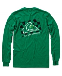 On the sand or on the sofa, this long sleeve tee by Quiksilver keeps you lounging in style. On the sand or on the sofa, this long sleeve tee by Quiksilver keeps you lounging in style.