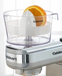 Whether you need a splash of fresh juice for a recipe or crave an entire glass in the morning, this juicer attachment is the simple way to squeeze. Easy to assemble and attach, it squeezes the sweet juice out of fruit in just minutes and stores easily in any cabinet. Three-year limited warranty. Whether you need a splash of fresh juice for a recipe or crave an entire glass in the morning, this juicer attachment is the simple way to squeeze. Easy to assemble and attach, it squeezes the sweet juice out of fruit in just minutes and stores easily in any cabinet. Three-year limited warranty.
