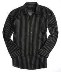 Van Heusen Mens Cvc Dobby Yrndye Button-Front Button Down Shirt - Black - M Van Heusen Mens Cvc Dobby Yrndye Button-Front Button Down Shirt - Black - M