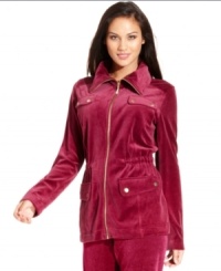 Style&co. Sport designs a petite anorak that's as fashionable as it is functional. This velour jacket is a must-have for the transitional weather. Style&co. Sport designs a petite anorak that's as fashionable as it is functional. This velour jacket is a must-have for the transitional weather.