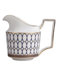 Embellished with intricate garlands, oval links and a fanciful dragon motif, this Wedgwood dinnerware evokes Europe's glorious Renaissance period. Rendered in deep blue and gold to transform any formal meal into a spectacular royal gala. Embellished with intricate garlands, oval links and a fanciful dragon motif, this Wedgwood dinnerware evokes Europe's glorious Renaissance period. Rendered in deep blue and gold to transform any formal meal into a spectacular royal gala.