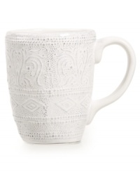 Get a feel for French style with the delicately embossed Blanc Colette mug from Versailles Maison. Romantic scrolling vines encircle rustic earthenware with a simple white glaze and irresistible charm. Get a feel for French style with the delicately embossed Blanc Colette mug from Versailles Maison. Romantic scrolling vines encircle rustic earthenware with a simple white glaze and irresistible charm.