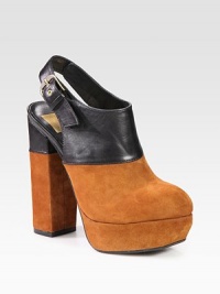 Rich, buttery suede with contrasting leather trim and an adjustable slingback strap. Self-covered heel, 5 (125mm)Self-covered platform, 2 (50mm)Compares to a 3 heel (75mm)Suede and leather upperLeather lining and solePadded insoleImportedOUR FIT MODEL RECOMMENDS ordering true size. Rich, buttery suede with contrasting leather trim and an adjustable slingback strap. Self-covered heel, 5 (125mm)Self-covered platform, 2 (50mm)Compares to a 3 heel (75mm)Suede and leather upperLeather lining and solePadded insoleImportedOUR FIT MODEL RECOMMENDS ordering true size.
