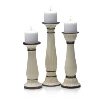 Mikasa Countryside 10-Inch, 12-Inch and 14-Inch Ceramic Candleholders, Set of 3