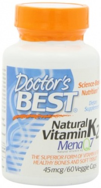 Doctor's Best Natural Vitamin K2 MenaQ7 Vegetable Capsules, 60-Count Doctor's Best Natural Vitamin K2 MenaQ7 Vegetable Capsules, 60-Count