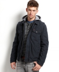 The best of a jeans jacket, the best of a hoodie, and the best part of a zip-up bomber-now combined in a single easy-wearing piece of outerwear from Levi's. The best of a jeans jacket, the best of a hoodie, and the best part of a zip-up bomber-now combined in a single easy-wearing piece of outerwear from Levi's.