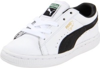 PUMA Clyde Leather Lace-Up Sneaker (Toddler),White/Black,9 M US Toddler