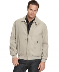 Channel the cool factor with this hip lightweight bomber jacket from Weatherproof. Channel the cool factor with this hip lightweight bomber jacket from Weatherproof.
