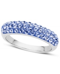 Simple, yet stunning. Kaleidoscope's dazzling cocktail ring features a round-cut purple crystals with Swarovski Elements in a smooth sterling silver band. Size 7. Simple, yet stunning. Kaleidoscope's dazzling cocktail ring features a round-cut purple crystals with Swarovski Elements in a smooth sterling silver band. Size 7.