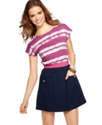 Take a walk on the mixed print side with an a-line dress from Jolt designed with contrasting stripes and a fishnet, cutout back! Take a walk on the mixed print side with an a-line dress from Jolt designed with contrasting stripes and a fishnet, cutout back!