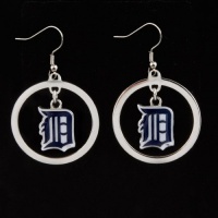 MLB Detroit Tigers Floating Logo Hoop Earrings MLB Detroit Tigers Floating Logo Hoop Earrings