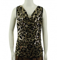 Michael Kors Cowl Neck Sequin Shirt Gold Large Michael Kors Cowl Neck Sequin Shirt Gold Large