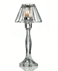 Decidedly vintage, this cut crystal hurricane lamp from Godinger's Serenade collection glistens with elegant Art Nouveau style. With candle in place of bulb. Decidedly vintage, this cut crystal hurricane lamp from Godinger's Serenade collection glistens with elegant Art Nouveau style. With candle in place of bulb.
