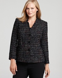 A wardrobe hero, the Lafayette 148 New York Plus tweed jacket is classic, well-cut and versatile. Smarten up the silhouette with a shirt and a tie, or dress it down with a casual tee. A wardrobe hero, the Lafayette 148 New York Plus tweed jacket is classic, well-cut and versatile. Smarten up the silhouette with a shirt and a tie, or dress it down with a casual tee.