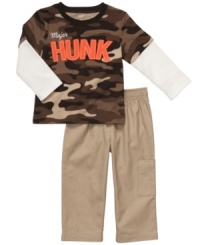 Break off a piece of cheeky style with this Major Hunk layered shirt and pants set from Carter's. Break off a piece of cheeky style with this Major Hunk layered shirt and pants set from Carter's.