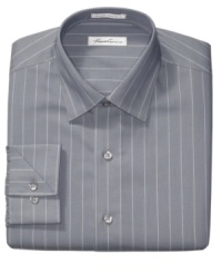 A slim, wide stripe gives this dress shirt from Kenneth Cole New York instantly sophisticated style. A slim, wide stripe gives this dress shirt from Kenneth Cole New York instantly sophisticated style.