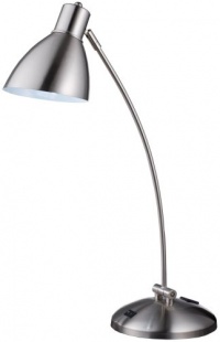 Normande HS1-1461A 60-Watt Desk Lamp with Onboard Electrical Outlet, Brushed Steel