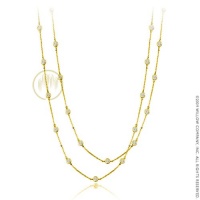 Studio 925: Long CZ Bezel 18K Yellow Gold Vermeil Sterling Silver Necklace