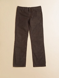 Modern corduroy basics with the five-pocket styling, straight-leg silhouette and a little stretch for a comfortable fit in a cool new hue.Front button closureWaistband with belt loopsZip flyFive-pocket styleCottonMachine washImported Modern corduroy basics with the five-pocket styling, straight-leg silhouette and a little stretch for a comfortable fit in a cool new hue.Front button closureWaistband with belt loopsZip flyFive-pocket styleCottonMachine washImported