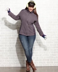Dropping temps call for Dollhouse's plus size fleece jacket, accented by contrasting trim-- it's a must-have for your casual looks this season! Dropping temps call for Dollhouse's plus size fleece jacket, accented by contrasting trim-- it's a must-have for your casual looks this season!