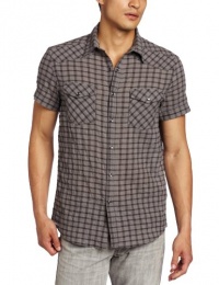 Kenneth Cole Men's Western Crinkle Check Shirt Kenneth Cole Men's Western Crinkle Check Shirt