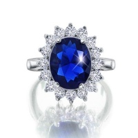 Bling Jewelry Kate Middleton Diana Royal Engagement Ring Cubic Zirconia Sapphire Color Silver Plated with Crystal Gift Box Bling Jewelry Kate Middleton Diana Royal Engagement Ring Cubic Zirconia Sapphire Color Silver Plated with Crystal Gift Box
