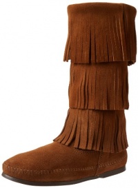 Minnetonka Women?s Calf Hi 3-Layer Fringe Boot Minnetonka Women?s Calf Hi 3-Layer Fringe Boot