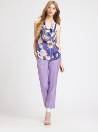Cheer florals brighten this draped silk top shaped with generous cowlneck and shoulder-baring racerback.Double-sash cowlneckSleevelessDraped throughoutRacerbackAbout 27 from shoulder to hemSilkDry cleanImportedModel shown is 5'10 (177cm) wearing US size 4.OUR FIT MODEL RECOMMENDS ordering true size. Cheer florals brighten this draped silk top shaped with generous cowlneck and shoulder-baring racerback.Double-sash cowlneckSleevelessDraped throughoutRacerbackAbout 27 from shoulder to hemSilkDry cleanImportedModel shown is 5'10 (177cm) wearing US size 4.OUR FIT MODEL RECOMMENDS ordering true size.