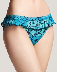A feminine addition to your beach bag, Splendid's ruffle-trimmed bikini bottom is a fresh floral print that's perfect for sun bathing. A feminine addition to your beach bag, Splendid's ruffle-trimmed bikini bottom is a fresh floral print that's perfect for sun bathing.