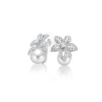 Bling Jewelry Flower Bridal South Sea Shell Pearl Pave Earrings 9mm Bling Jewelry Flower Bridal South Sea Shell Pearl Pave Earrings 9mm