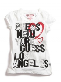 GUESS Kids Girls New York & Los Angeles V-Neck Tee &a, WHITE (7/8) GUESS Kids Girls New York & Los Angeles V-Neck Tee &a, WHITE (7/8)