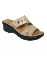 Ladylike and lovely, the Lexi Amber wedge sandals by Clarks fit in at the park or out on the town. The molded sole adds comfort to the already chic design. Ladylike and lovely, the Lexi Amber wedge sandals by Clarks fit in at the park or out on the town. The molded sole adds comfort to the already chic design.