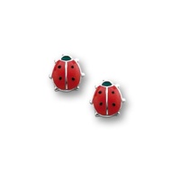 Sterling Silver Children's Red and Black Ladybug Earrings Sterling Silver Children's Red and Black Ladybug Earrings