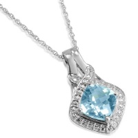 Sky Blue Topaz and Diamond Pendant-Necklace in Sterling Silver 18in. Chain (2.75ct tw) Sky Blue Topaz and Diamond Pendant-Necklace in Sterling Silver 18in. Chain (2.75ct tw)