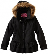 Dollhouse Girls 7-16 Ruffle Jacket With Faux Fur Trim, Black, 7/8 Dollhouse Girls 7-16 Ruffle Jacket With Faux Fur Trim, Black, 7/8