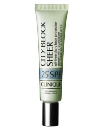 Super City Block Sheer Oil-Free Daily Face Protector SPF 25. Sheer high-level broad-spectrum UVA/UVB daily sun protection. Lightweight formula helps wick away perspiration, absorb excess oils so makeup looks fresher, longer. Perfect alone or as an invisible under-makeup primer. No chemical sunscreens. Appropriate for eye-area and sensitive skins. 1.4 oz. Super City Block Sheer Oil-Free Daily Face Protector SPF 25. Sheer high-level broad-spectrum UVA/UVB daily sun protection. Lightweight formula helps wick away perspiration, absorb excess oils so makeup looks fresher, longer. Perfect alone or as an invisible under-makeup primer. No chemical sunscreens. Appropriate for eye-area and sensitive skins. 1.4 oz.