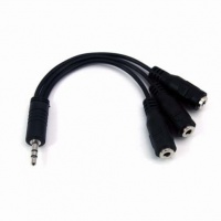 9 Inch 3.5mm (1/8) Male to 3x Female Stereo Splitter Audio Cable, Gold-Plated 9 Inch 3.5mm (1/8) Male to 3x Female Stereo Splitter Audio Cable, Gold-Plated