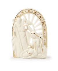 Light up the season with tranquil beauty. Mikasa's Holy Family votive captures the true spirit of Christmas in porcelain with golden accents. Light up the season with tranquil beauty. Mikasa's Holy Family votive captures the true spirit of Christmas in porcelain with golden accents.