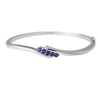 Sterling Silver Five-Stone Amethyst Bangle Bracelet Sterling Silver Five-Stone Amethyst Bangle Bracelet